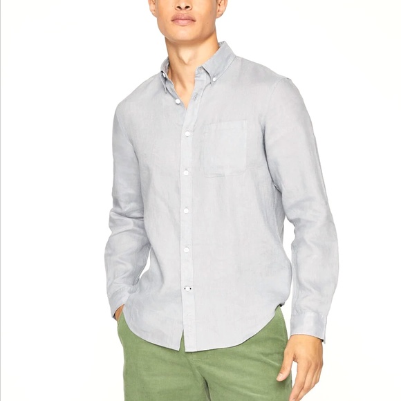 Long Sleeve Solid Linen Shirt - Brand New - NEVER WORN - Lt. Blue